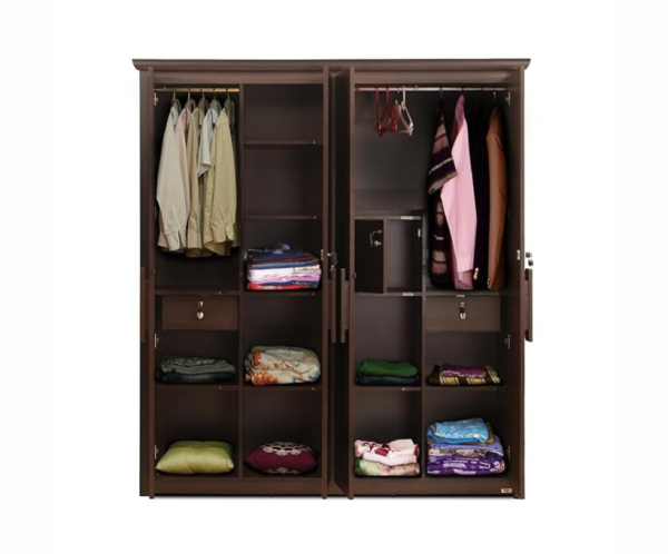 Four Door Wardrobe | Honey Finish | Brown
