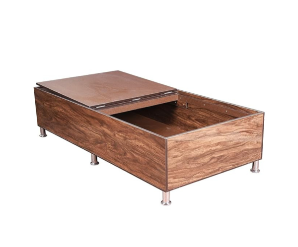Single Engineered Wood Divan Bed With Storage | Wood Finish_Brown