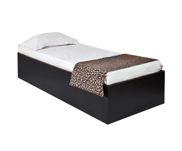 VCreate Store Engineered Wood Single Platform Bed with Box Storage (Black | Brown)