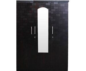 Engineered Wood Wardrobe with Mirror Brown | Three Doors