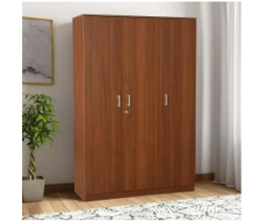 Three Door Wardrobe Jungle Wood with Drawer | with Hanging Space and Shelves