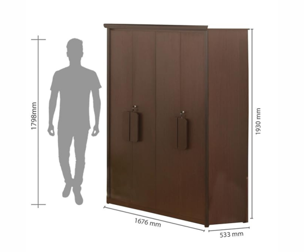 Four Door Wardrobe | Honey Finish | Brown