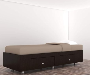 Single Bed with Storage (Dark Brown)