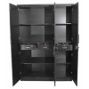 Engineered Wood Wardrobe with Mirror Brown | Three Doors