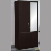 Engineered Wood Double Door Wardrobe with 1 Mirror | Dark Brown