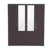 Engineered Wood Four Door Wardrobe with 2 Mirror | Brown