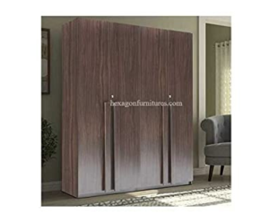 Engineered Wood Four Door Wardrobe Without Mirror | Wallnut Brown