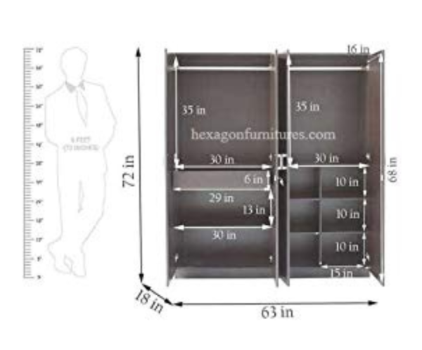 Engineered Wood Four Door Wardrobe Without Mirror | Dark Brown