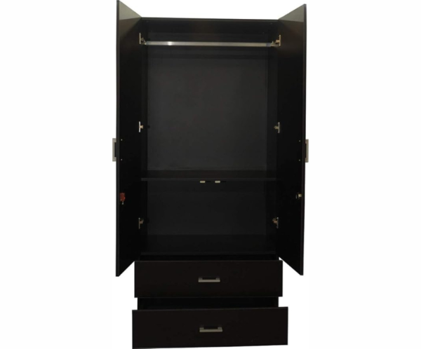 Double Door Wardrobe with Mirror | Engineered Wood - Wenge Finish