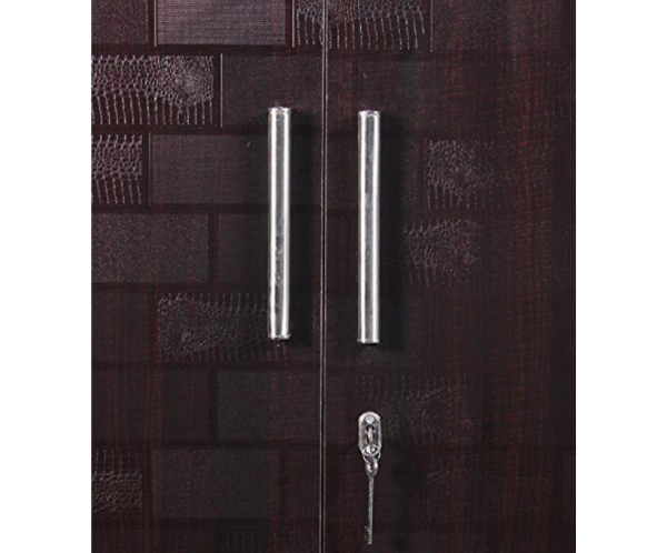 Mordern Brick Textured Double Door Wardrobe With Mirror