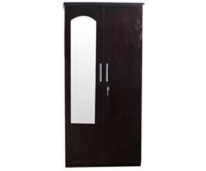 Modern Leaf Textured Double Door Wardrobe With Mirror