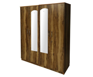 Tigress Teak Four Door Wardrobe with Mirror