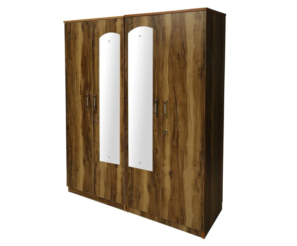 Tigress Teak Four Door Wardrobe with Mirror