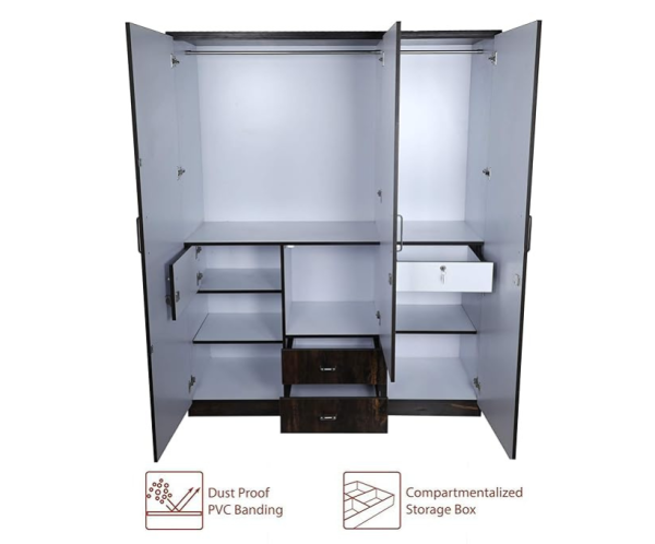 Three Door Wardrobe Apple Wood with Mirror