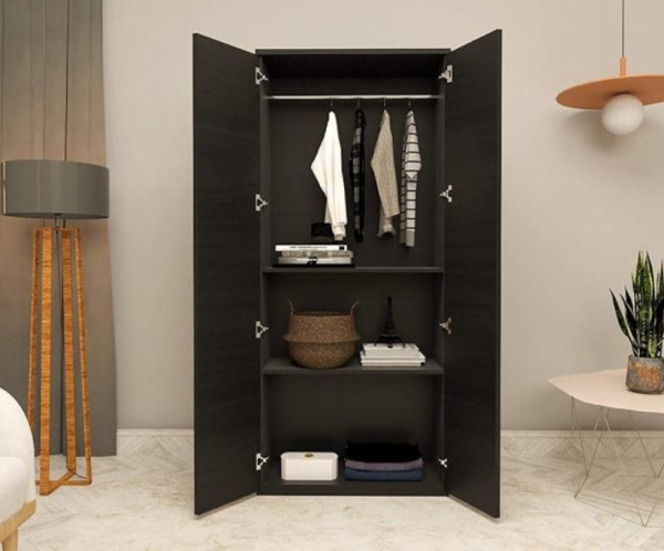 Premium Engineered Wood Double Door Wardrobe | Finish – Natural Wenge