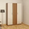 Engineered Wood Three Door Wardrobe | Asian Walnut & White