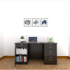 Modern Engineered Wood Office Desk | Study Desk | Walnut Finish in Black color