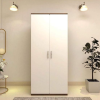 Premium Engineered Wood Double Door Wardrobe | Finish – Natural Walnut with Frosty White
