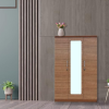 Three Door Wardrobe with Mirror in Amber with Urban Teak Finish