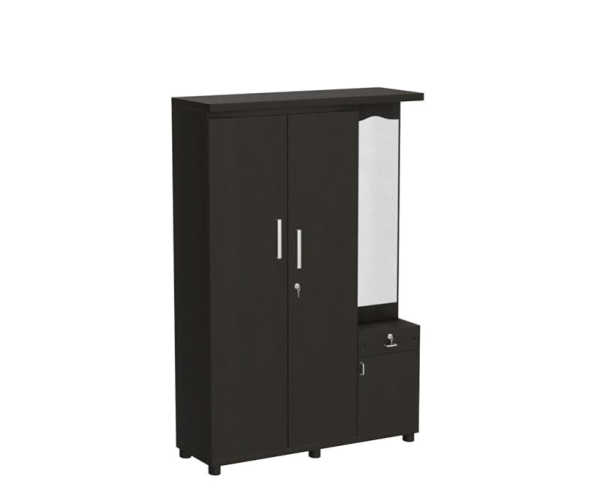 Three Door Engineered Wood Wardrobe in Black