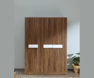 Engineered Wood Three Door Wardrobe | With Drawer And Shelves