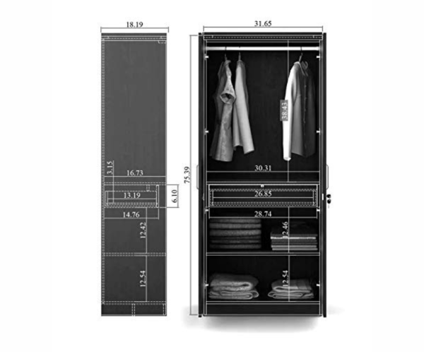 Double Door Wardrobe Walnut Finish