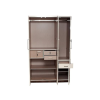 Modern Amenities Engineered Wood Three Door High Glossy Wardrobe with Mirror | White and Brown