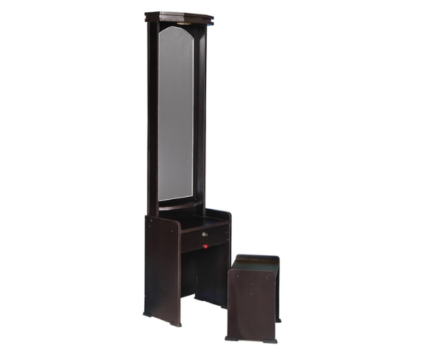 Dressing Table with Light & Stool in Dark Walnut color