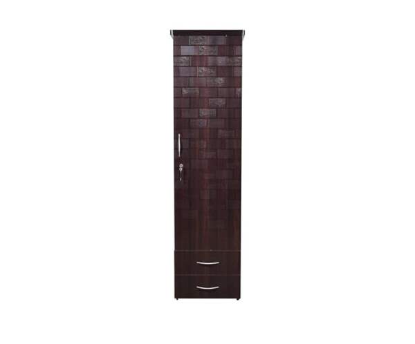 1 Single Door Wardrobe | Brick Textured | Black