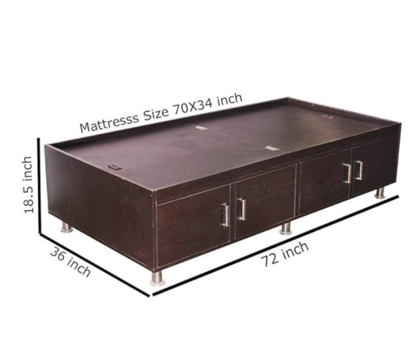 Super Delux Single Size Engineered Wood Bed With Box Storage | Plywood - Brownish Black