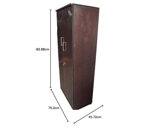Double Door Engineered Wood Wardrobe | Black Textured