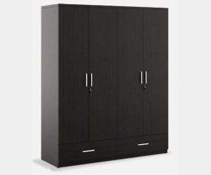 Black Wardrobe Four Door & Four Drawer