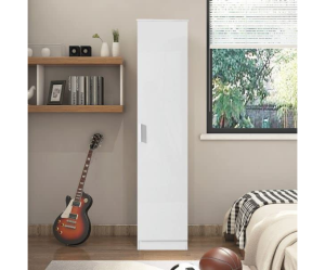 Engineered Wood Single Door High Glossy Wardrobe With Extra Multiple Removable Shelves | For Storage