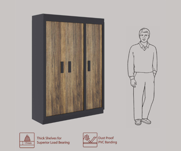 Engineered Wood G7 Wardrobe | Forest Dark & Grey