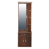 Engineered Wood Modern Dressing Table with Glass Storage and Drawer and Door | Brown