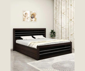 Double Bed in Wenge with Storage for Bedroom | Queen Size