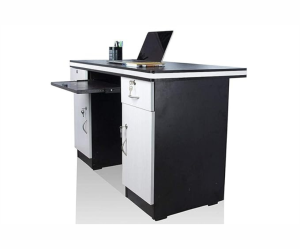 Wood Office Desk with Drawers and Storage | White and Black