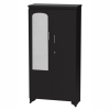 Multipurpose Storage Wooden Almirah Cabinet Wardrobe With Mirror, Drawers & Double Doors, Home Office | Black