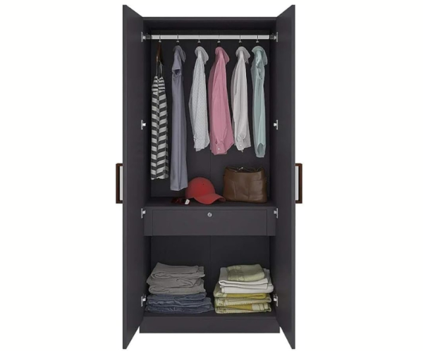 Premium Double Door Wardrobe in Grey Finished for Bedroom