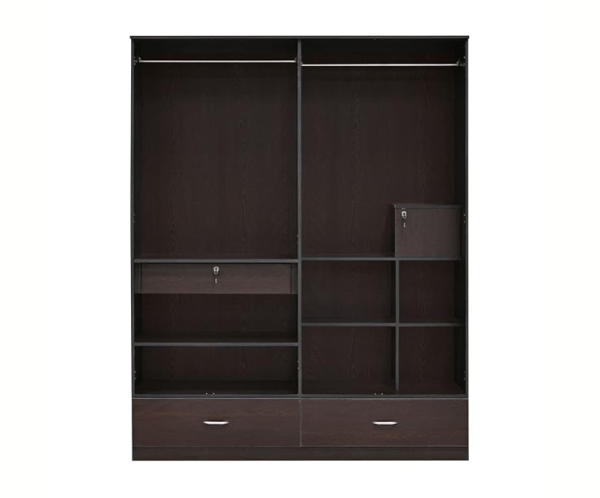 Four Door in New Wenge Color Finish for Bedroom with One Mirror Inserted | Engineered Wood