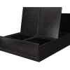 Leaf Textured Brownish Black Storage Queen Size Bed