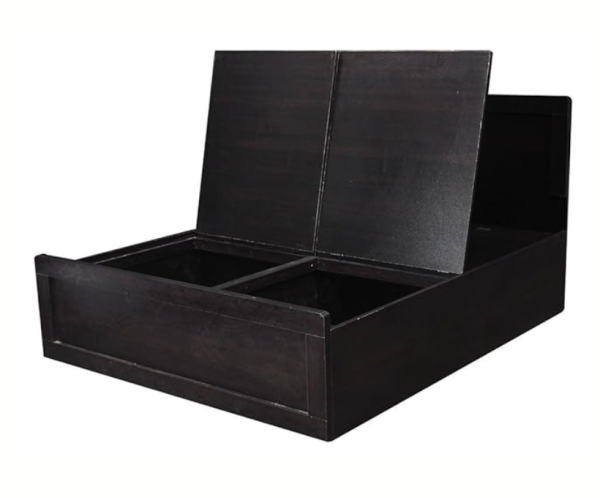 Leaf Textured Brownish Black Storage Queen Size Bed