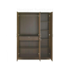 Engineered Wood Three Door Wardrobe with Full Mirror | Walnut Finish