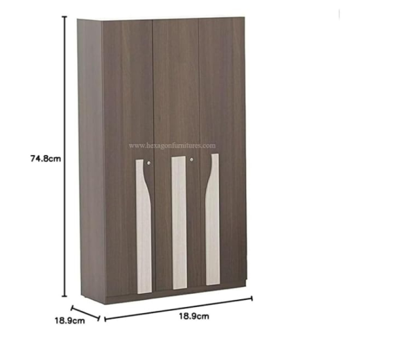Three Door Wardrobe Without Mirror | Engineered Wood | Brown