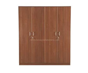 Engineered Wood Four Door Wardrobe Without Mirror | Light Brown