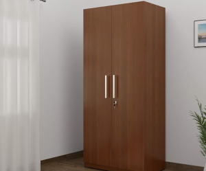 Double Doors Engineered Wood Wardrobe | Walnut Rigato
