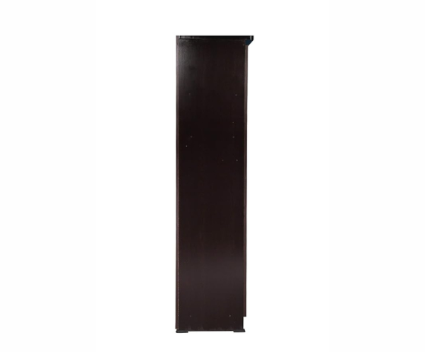Double Door Wardrobe with Mirror in Dark Walnut Color