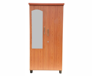 Double Door Wardrobe | Wooden Almirah Cabinet in Teak Color