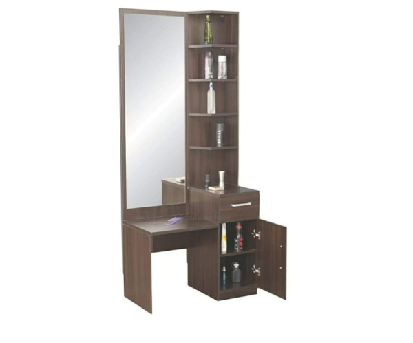 Engineered Wood Dressing Table with 1 Mirror and Storage | Brown