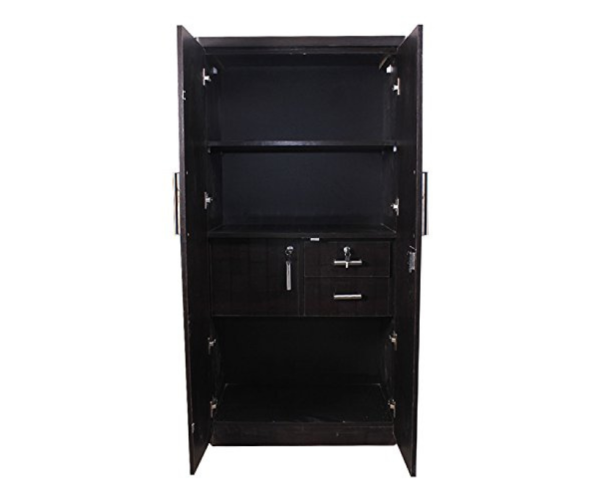 Mordern Brick Textured Double Door Wardrobe With Mirror